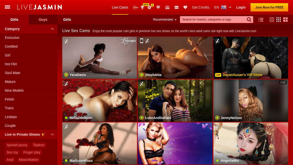 LiveJasmin · Predogled strani